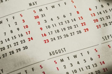 a close up of a calendar on a table